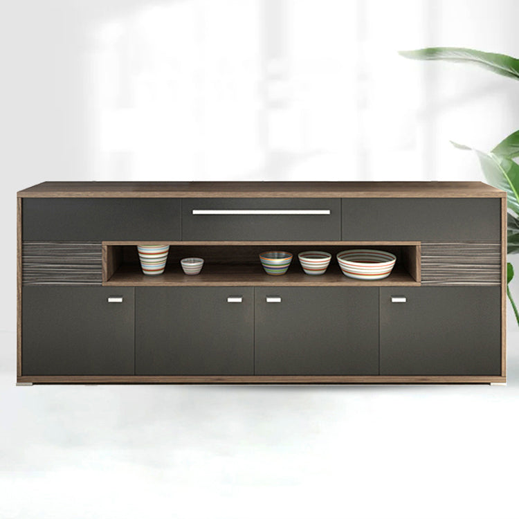 Modernism Wood Sideboard Table Open Storage Server for Living Room 94.5"L x 11.7"W x 32.1"H Dark Gray Clearhalo 'buffet_sideboard' 'Buffets & Sideboards' 'furn' 'furn_buffet_sideboard' 'Furniture' 'Kitchen & Dining Furniture' 7620457