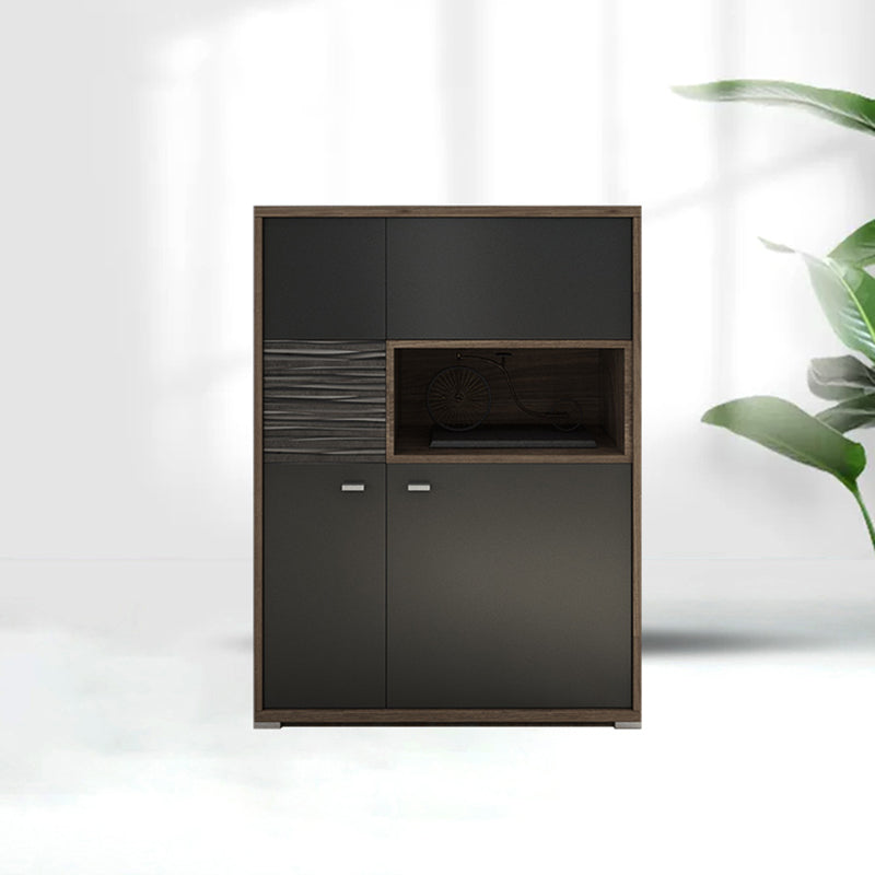 Modernism Wood Sideboard Table Open Storage Server for Living Room 35"L x 12"W x 48"H Dark Gray Clearhalo 'buffet_sideboard' 'Buffets & Sideboards' 'furn' 'furn_buffet_sideboard' 'Furniture' 'Kitchen & Dining Furniture' 7620458