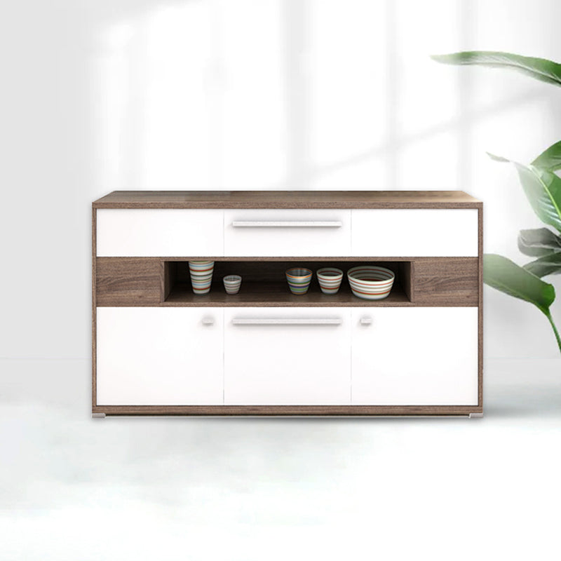 Modernism Wood Sideboard Table Open Storage Server for Living Room 55.1"L x 11.7"W x 32.1"H White Clearhalo 'buffet_sideboard' 'Buffets & Sideboards' 'furn' 'furn_buffet_sideboard' 'Furniture' 'Kitchen & Dining Furniture' 7620460