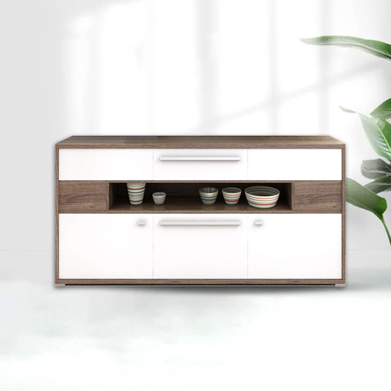 Modernism Wood Sideboard Table Open Storage Server for Living Room 63"L x 11.7"W x 32.1"H White Clearhalo 'buffet_sideboard' 'Buffets & Sideboards' 'furn' 'furn_buffet_sideboard' 'Furniture' 'Kitchen & Dining Furniture' 7620461