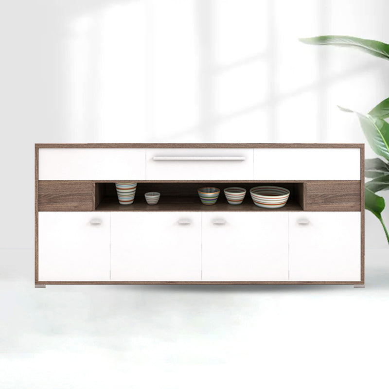 Modernism Wood Sideboard Table Open Storage Server for Living Room 78.7"L x 11.7"W x 32.1"H White Clearhalo 'buffet_sideboard' 'Buffets & Sideboards' 'furn' 'furn_buffet_sideboard' 'Furniture' 'Kitchen & Dining Furniture' 7620463