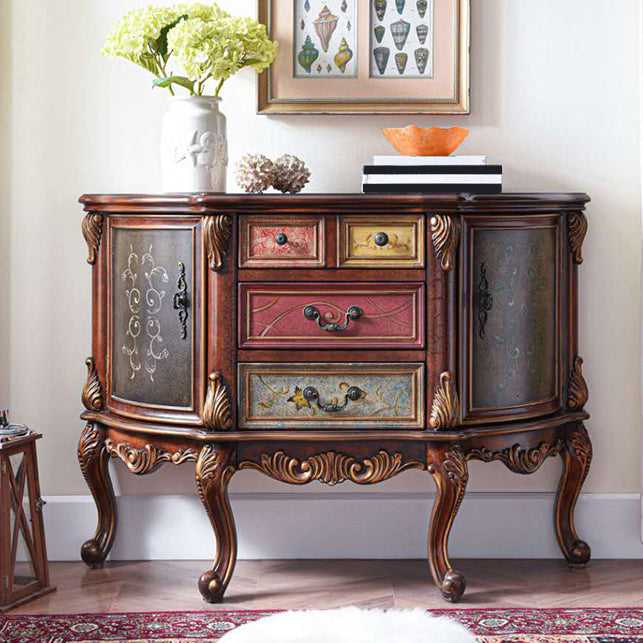 Mid Century Modern Wood Console Table Half Moon Accent Table for Hall