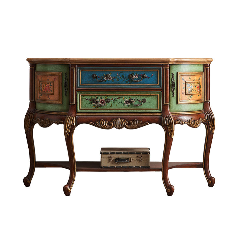 Mid Century Modern Wood Console Table Half Moon Accent Table for Hall