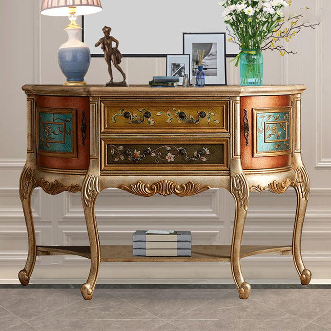 Mid Century Modern Wood Console Table Half Moon Accent Table for Hall