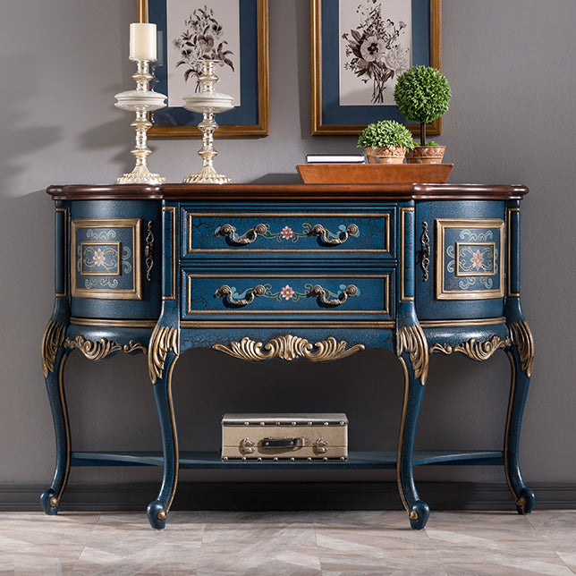 Mid Century Modern Wood Console Table Half Moon Accent Table for Hall