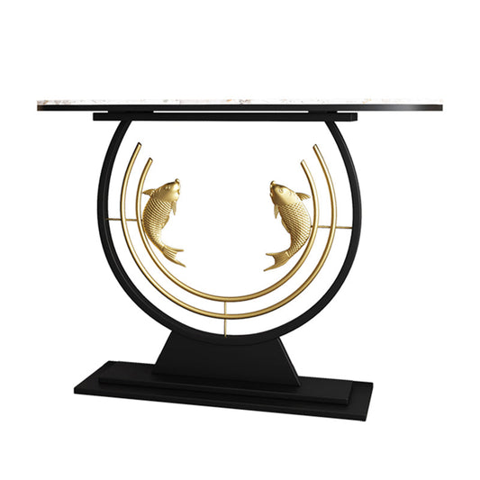 Half Moon Shape Contemporary Console Table Stone Console Sofa Table for Hall