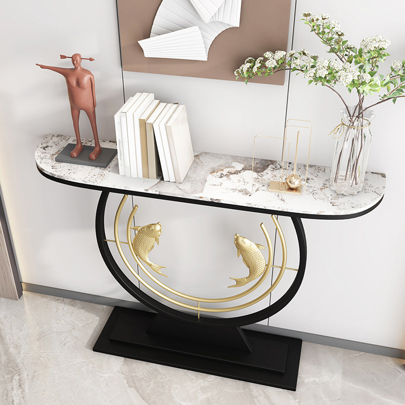 Tavolo console contemporanea a forma di luna tavolo console in pietra per sala