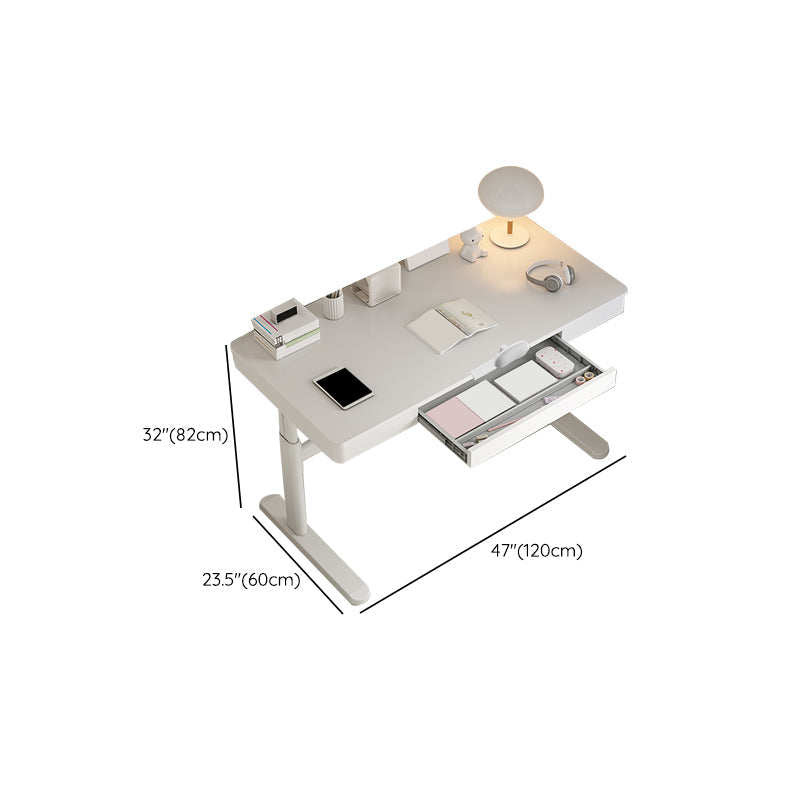 Bureau de bureau à domicile blanc Hauteur réglable Wood Writing Bureau avec base en T