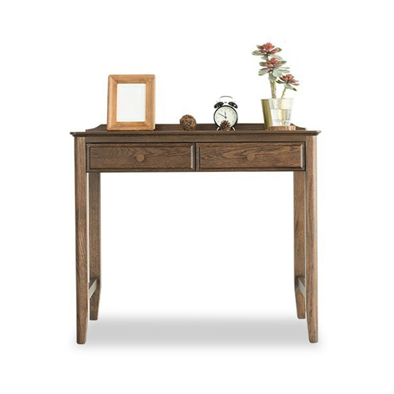 Contemporary Oak Home Writing Desk H-Shape Base Office Desk with Drawers 35"L x 22"W x 31"H Clearhalo 'furn' 'furn_office_desk' 'Furniture' 'Office Desks' 'Office Furniture' 'office_desk' 7622317
