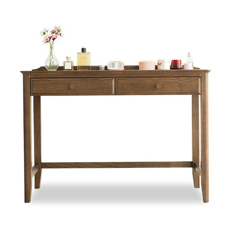 Contemporary Oak Home Writing Desk H-Shape Base Office Desk with Drawers 43"L x 20"W x 30"H Clearhalo 'furn' 'furn_office_desk' 'Furniture' 'Office Desks' 'Office Furniture' 'office_desk' 7622319