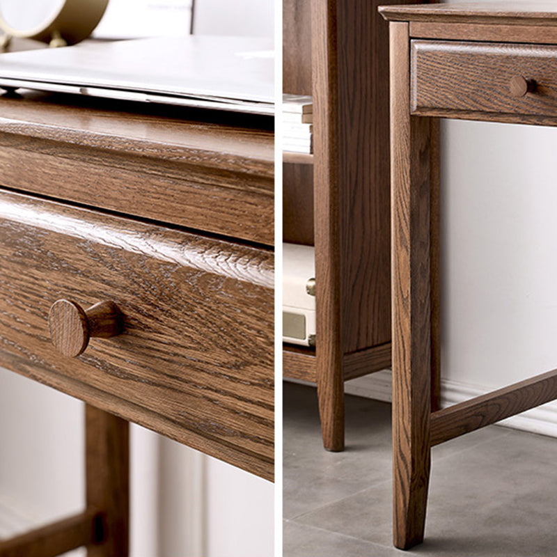 Contemporary Oak Home Writing Desk H-Shape Base Office Desk with Drawers Clearhalo 'furn' 'furn_office_desk' 'Furniture' 'Office Desks' 'Office Furniture' 'office_desk' 7622327