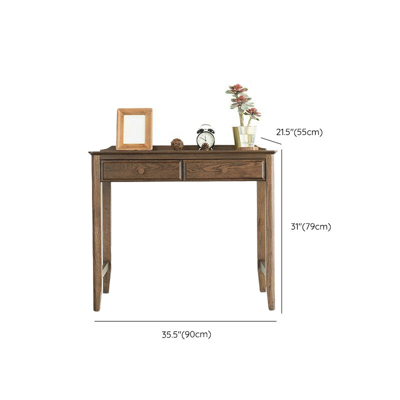 Contemporary Oak Home Writing Desk H-Shape Base Office Desk with Drawers Clearhalo 'furn' 'furn_office_desk' 'Furniture' 'Office Desks' 'Office Furniture' 'office_desk' 7622331