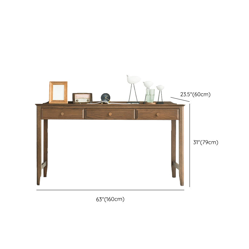 Contemporary Oak Home Writing Desk H-Shape Base Office Desk with Drawers Clearhalo 'furn' 'furn_office_desk' 'Furniture' 'Office Desks' 'Office Furniture' 'office_desk' 7622335