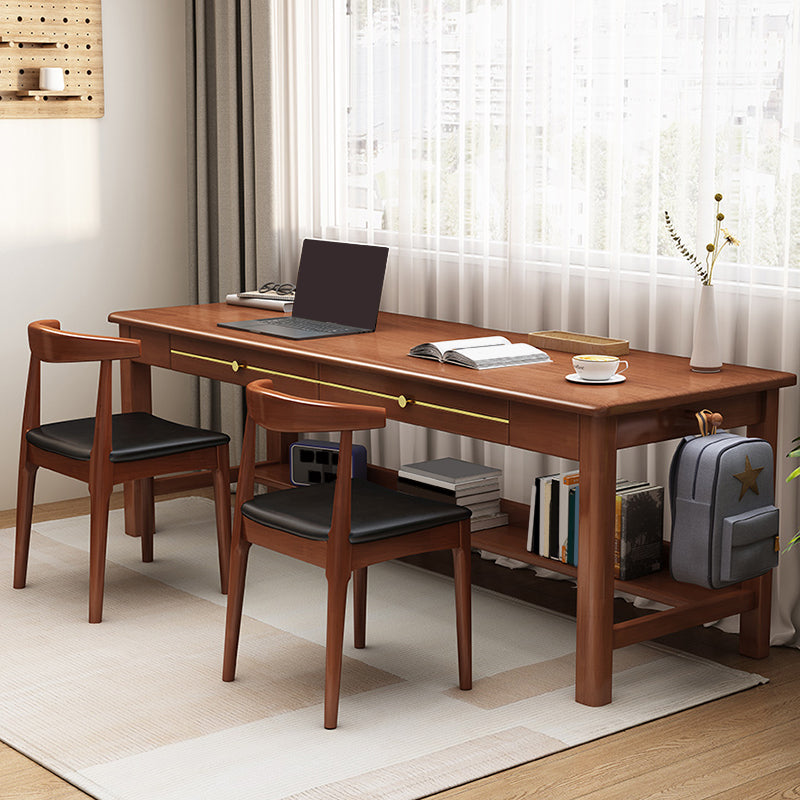 Bureau d'ordinateur en bois massif de style glam