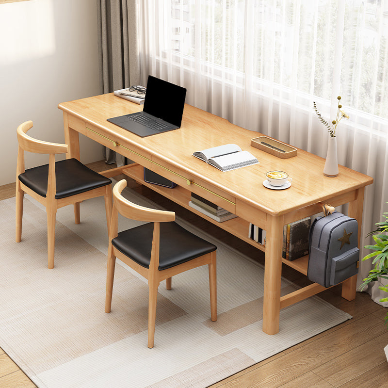 Bureau d'ordinateur en bois massif de style glam