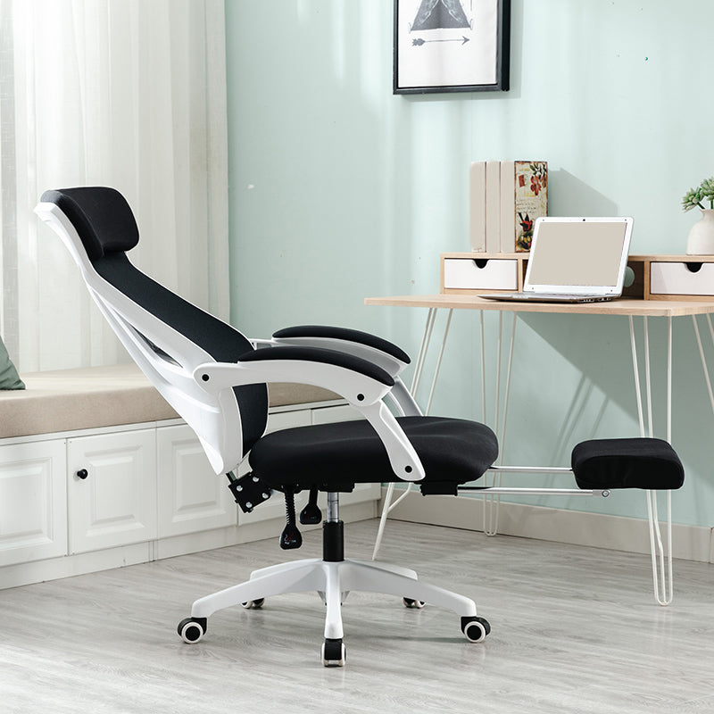 Padded Arms Office Chair No Distressing Tilt Mechanism Ergonomic Slide Chair White-Black 1 Piece Clearhalo 'furn' 'furn_office_chair' 'Furniture' 'Office Chairs' 'Office Furniture' 'office_chair' 7622452