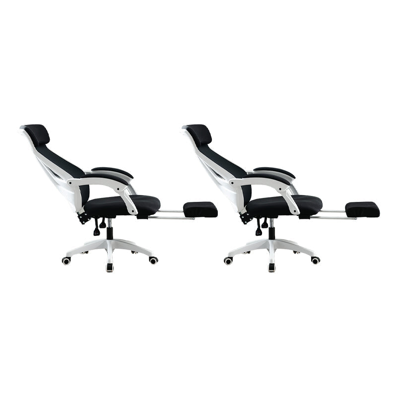 Padded Arms Office Chair No Distressing Tilt Mechanism Ergonomic Slide Chair White-Black 2 Piece Set Clearhalo 'furn' 'furn_office_chair' 'Furniture' 'Office Chairs' 'Office Furniture' 'office_chair' 7622453