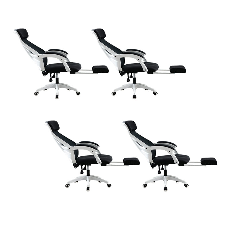 Padded Arms Office Chair No Distressing Tilt Mechanism Ergonomic Slide Chair White-Black 4 Piece Set Clearhalo 'furn' 'furn_office_chair' 'Furniture' 'Office Chairs' 'Office Furniture' 'office_chair' 7622455