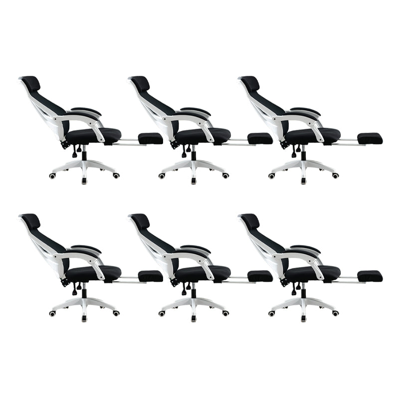 Padded Arms Office Chair No Distressing Tilt Mechanism Ergonomic Slide Chair White-Black 6 Piece Set Clearhalo 'furn' 'furn_office_chair' 'Furniture' 'Office Chairs' 'Office Furniture' 'office_chair' 7622457