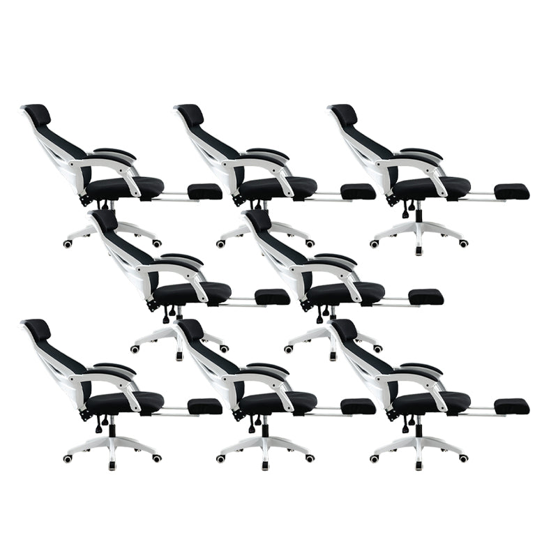 Padded Arms Office Chair No Distressing Tilt Mechanism Ergonomic Slide Chair White-Black 8 Piece Set Clearhalo 'furn' 'furn_office_chair' 'Furniture' 'Office Chairs' 'Office Furniture' 'office_chair' 7622459