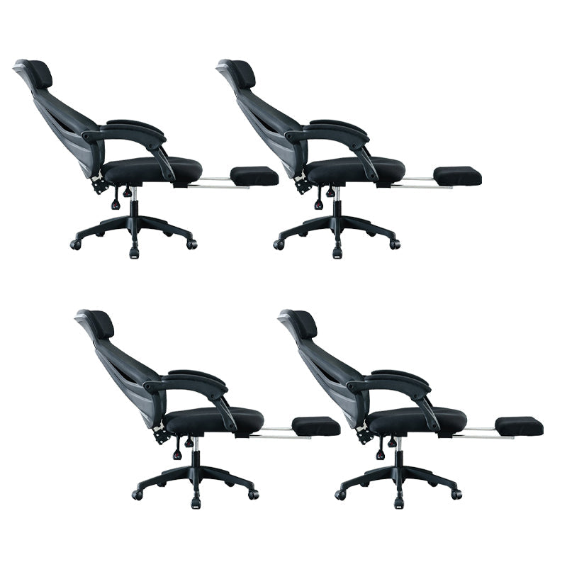 Padded Arms Office Chair No Distressing Tilt Mechanism Ergonomic Slide Chair Black 4 Piece Set Clearhalo 'furn' 'furn_office_chair' 'Furniture' 'Office Chairs' 'Office Furniture' 'office_chair' 7622465