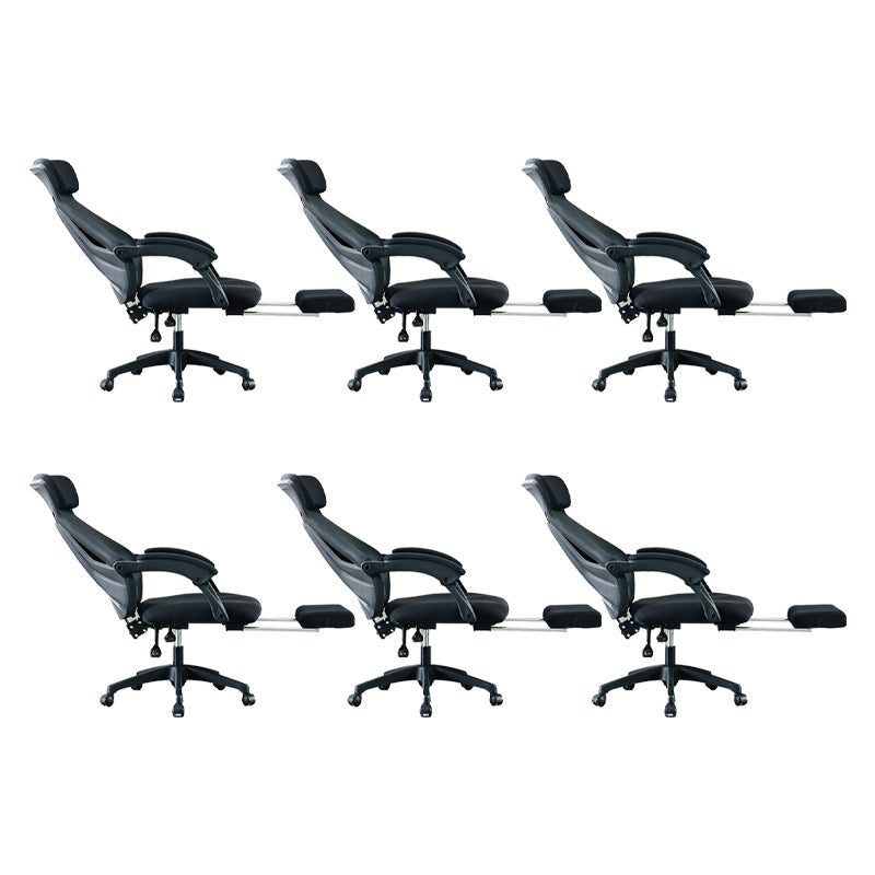 Padded Arms Office Chair No Distressing Tilt Mechanism Ergonomic Slide Chair Black 6 Piece Set Clearhalo 'furn' 'furn_office_chair' 'Furniture' 'Office Chairs' 'Office Furniture' 'office_chair' 7622468