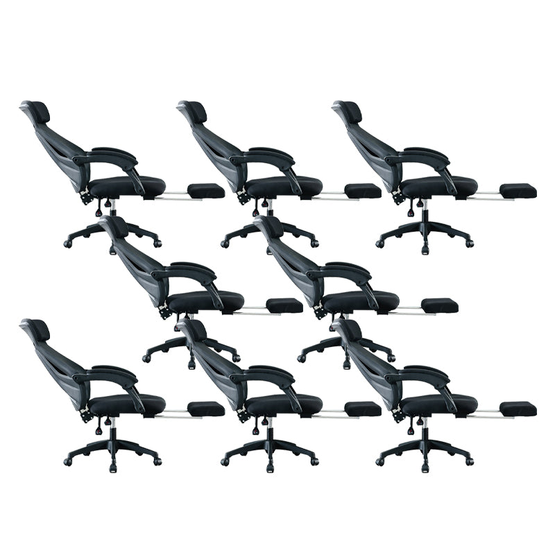 Padded Arms Office Chair No Distressing Tilt Mechanism Ergonomic Slide Chair Black 8 Piece Set Clearhalo 'furn' 'furn_office_chair' 'Furniture' 'Office Chairs' 'Office Furniture' 'office_chair' 7622469