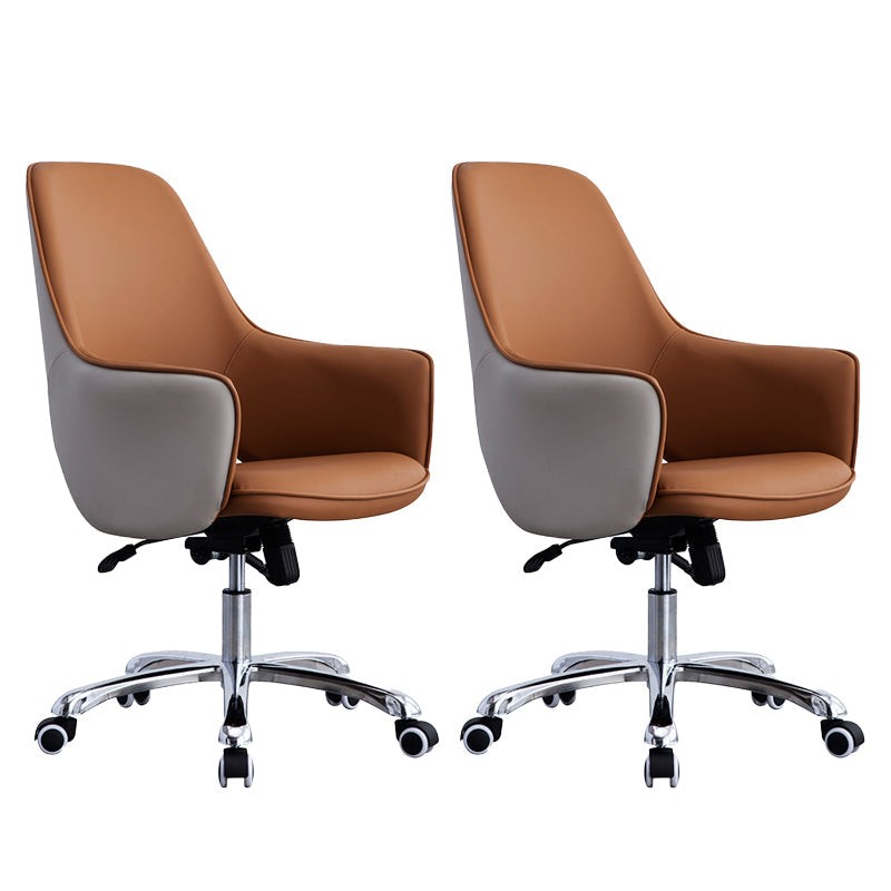 Contemporary Armless Office Chair Desk Chair with Wheels for Home Brown 2 Piece Set Clearhalo 'furn' 'furn_office_chair' 'Furniture' 'Office Chairs' 'Office Furniture' 'office_chair' 7622473