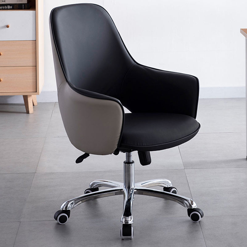Contemporary Armless Office Chair Desk Chair with Wheels for Home Black 1 Piece Clearhalo 'furn' 'furn_office_chair' 'Furniture' 'Office Chairs' 'Office Furniture' 'office_chair' 7622474