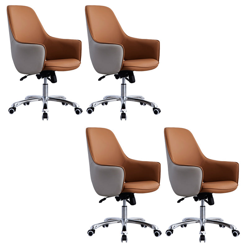 Contemporary Armless Office Chair Desk Chair with Wheels for Home Brown 4 Piece Set Clearhalo 'furn' 'furn_office_chair' 'Furniture' 'Office Chairs' 'Office Furniture' 'office_chair' 7622475