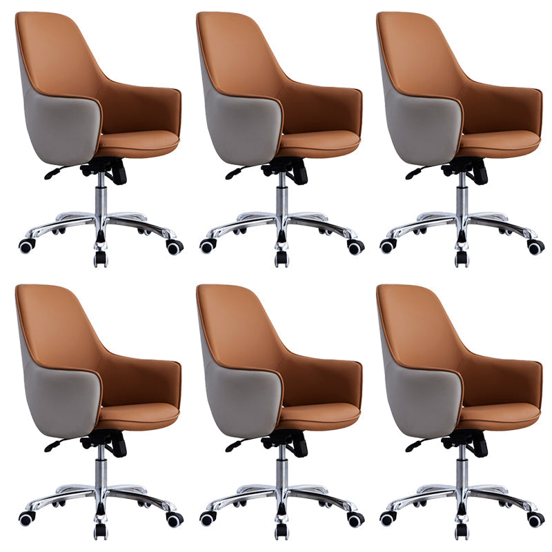 Contemporary Armless Office Chair Desk Chair with Wheels for Home Brown 6 Piece Set Clearhalo 'furn' 'furn_office_chair' 'Furniture' 'Office Chairs' 'Office Furniture' 'office_chair' 7622476