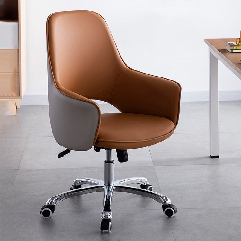 Contemporary Armless Office Chair Desk Chair with Wheels for Home Brown 1 Piece Clearhalo 'furn' 'furn_office_chair' 'Furniture' 'Office Chairs' 'Office Furniture' 'office_chair' 7622477