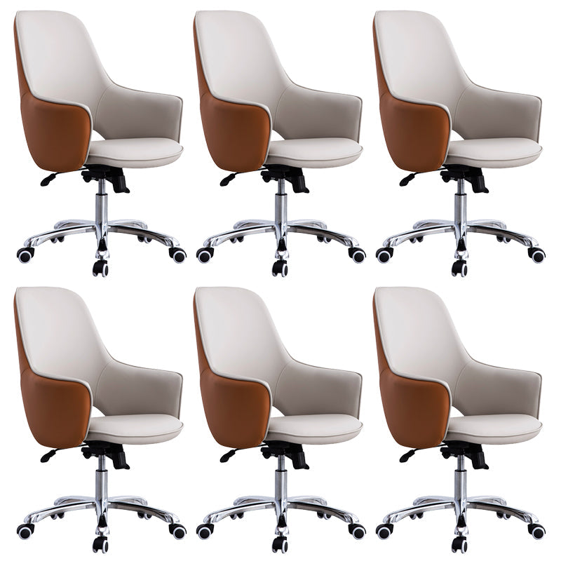 Contemporary Armless Office Chair Desk Chair with Wheels for Home Gray 6 Piece Set Clearhalo 'furn' 'furn_office_chair' 'Furniture' 'Office Chairs' 'Office Furniture' 'office_chair' 7622485