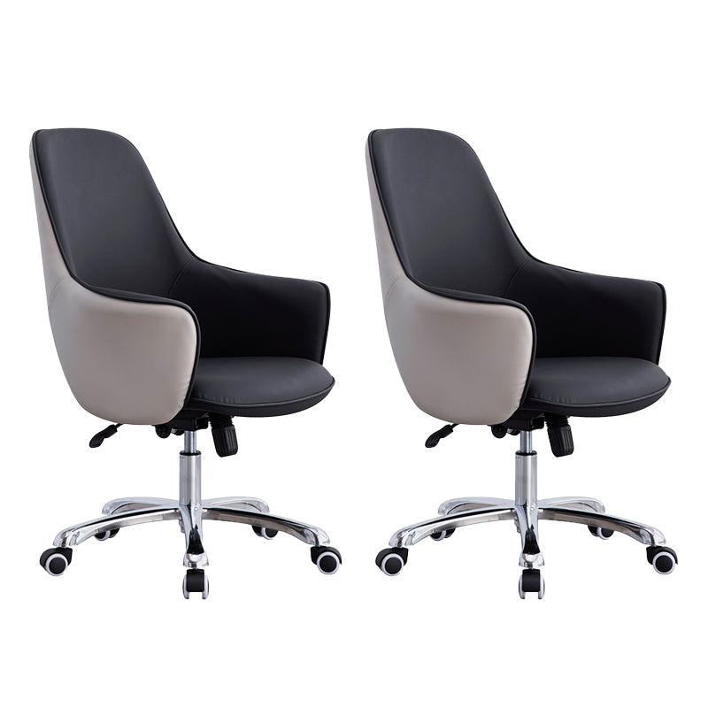 Contemporary Armless Office Chair Desk Chair with Wheels for Home Black 2 Piece Set Clearhalo 'furn' 'furn_office_chair' 'Furniture' 'Office Chairs' 'Office Furniture' 'office_chair' 7622489
