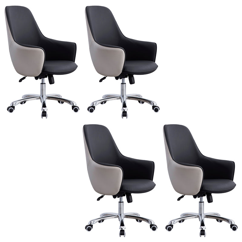 Contemporary Armless Office Chair Desk Chair with Wheels for Home Black 4 Piece Set Clearhalo 'furn' 'furn_office_chair' 'Furniture' 'Office Chairs' 'Office Furniture' 'office_chair' 7622490