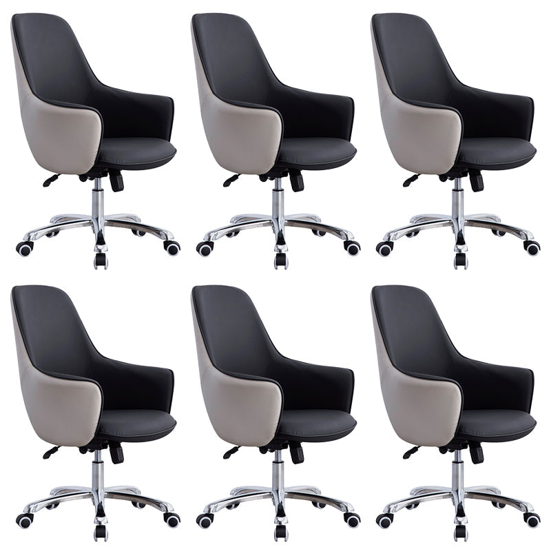 Contemporary Armless Office Chair Desk Chair with Wheels for Home Black 6 Piece Set Clearhalo 'furn' 'furn_office_chair' 'Furniture' 'Office Chairs' 'Office Furniture' 'office_chair' 7622491