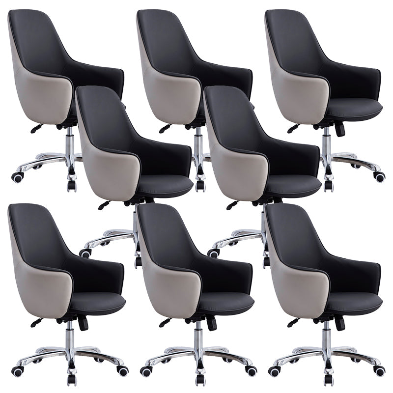 Contemporary Armless Office Chair Desk Chair with Wheels for Home Black 8 Piece Set Clearhalo 'furn' 'furn_office_chair' 'Furniture' 'Office Chairs' 'Office Furniture' 'office_chair' 7622492