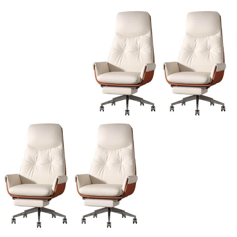 Armless Office Chair Modernism Desk Chair with Wheels for Office White 4 Piece Set Clearhalo 'furn' 'furn_office_chair' 'Furniture' 'Office Chairs' 'Office Furniture' 'office_chair' 7622523
