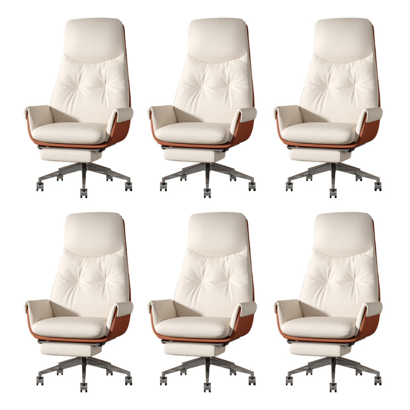 Armless Office Chair Modernism Desk Chair with Wheels for Office White 6 Piece Set Clearhalo 'furn' 'furn_office_chair' 'Furniture' 'Office Chairs' 'Office Furniture' 'office_chair' 7622525