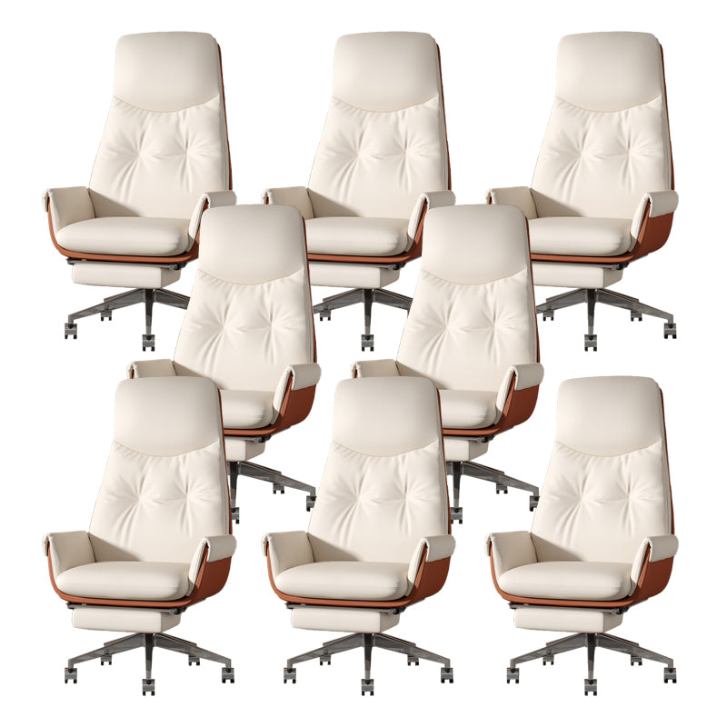 Armless Office Chair Modernism Desk Chair with Wheels for Office White 8 Piece Set Clearhalo 'furn' 'furn_office_chair' 'Furniture' 'Office Chairs' 'Office Furniture' 'office_chair' 7622526