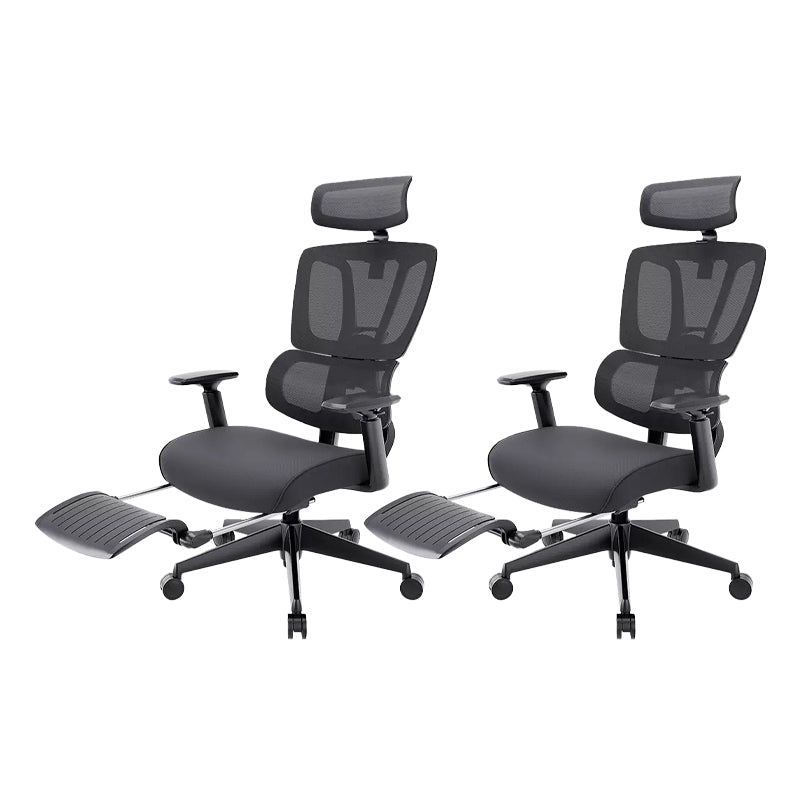 Removable Arms Office Chair Tilt Modern Adjustable Seat Height Desk Chair Black 2 Piece Set With Footrest Clearhalo 'furn' 'furn_office_chair' 'Furniture' 'Office Chairs' 'Office Furniture' 'office_chair' 7622592