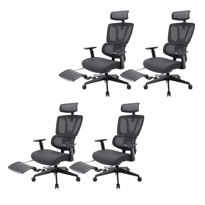 Removable Arms Office Chair Tilt Modern Adjustable Seat Height Desk Chair Black 4 Piece Set With Footrest Clearhalo 'furn' 'furn_office_chair' 'Furniture' 'Office Chairs' 'Office Furniture' 'office_chair' 7622593