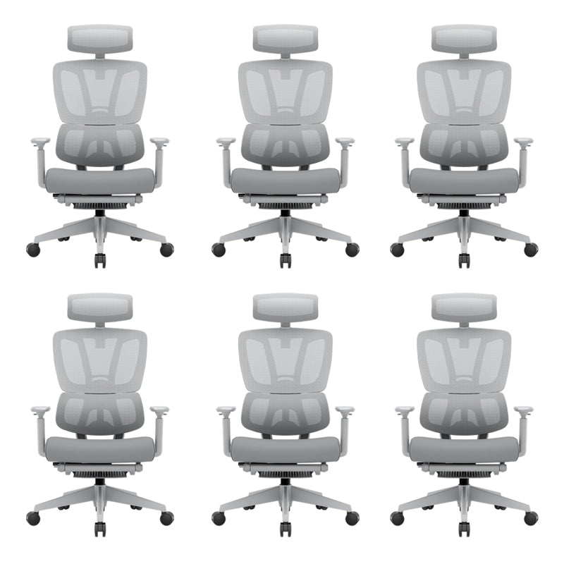 Removable Arms Office Chair Tilt Modern Adjustable Seat Height Desk Chair Grey 6 Piece Set With Footrest Clearhalo 'furn' 'furn_office_chair' 'Furniture' 'Office Chairs' 'Office Furniture' 'office_chair' 7622611