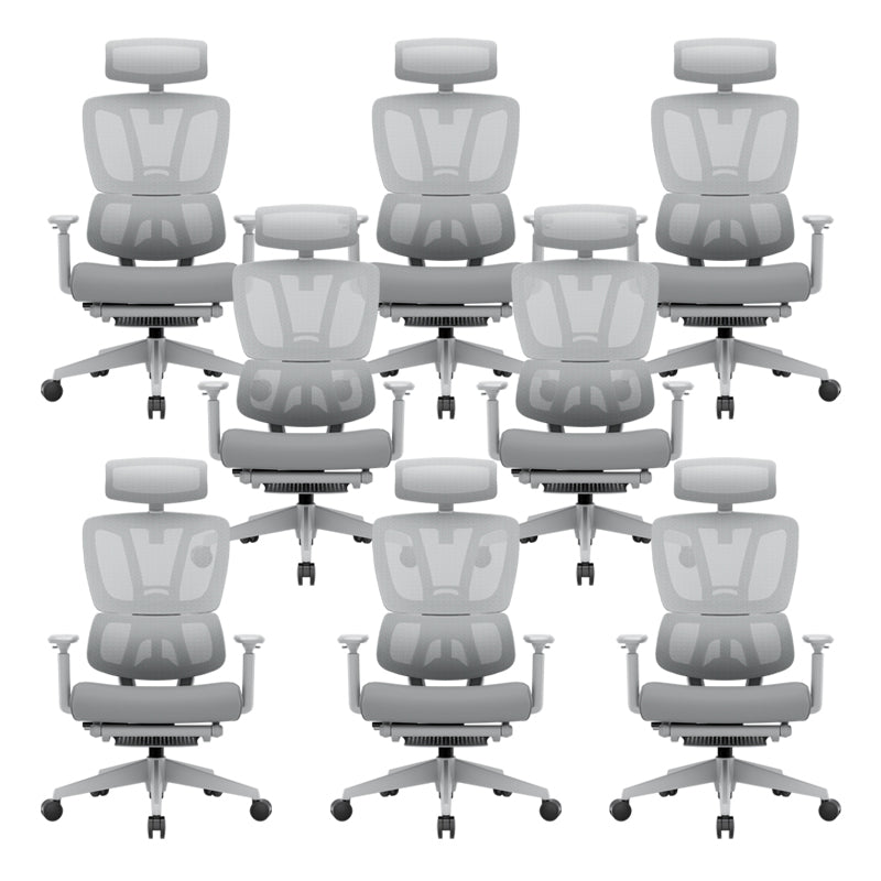 Removable Arms Office Chair Tilt Modern Adjustable Seat Height Desk Chair Grey 8 Piece Set With Footrest Clearhalo 'furn' 'furn_office_chair' 'Furniture' 'Office Chairs' 'Office Furniture' 'office_chair' 7622612