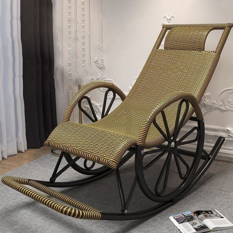 Living Room Single Lazy Chair Iron Base Leisure Rocking Chair Gold-Green Clearhalo 'Chairs & Seating' 'furn' 'furn_rocking_chairs' 'Furniture' 'Living Room Furniture' 'Rocking Chairs' 'rocking_chairs' 7622913