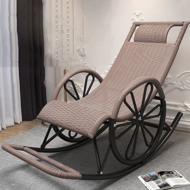 Living Room Single Lazy Chair Iron Base Leisure Rocking Chair Silver Gray Clearhalo 'Chairs & Seating' 'furn' 'furn_rocking_chairs' 'Furniture' 'Living Room Furniture' 'Rocking Chairs' 'rocking_chairs' 7622916