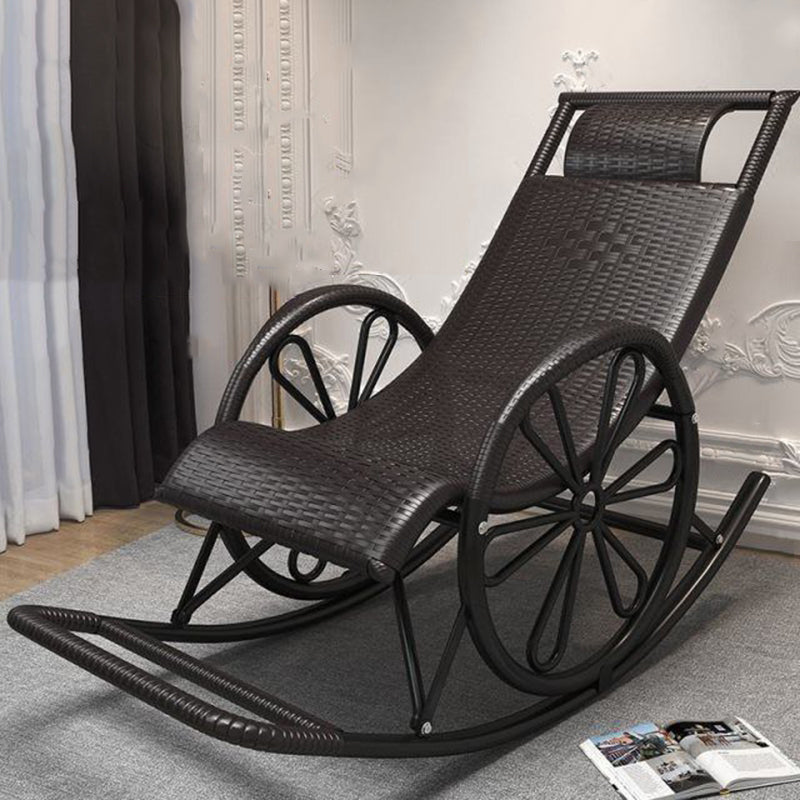 Living Room Single Lazy Chair Iron Base Leisure Rocking Chair Black Clearhalo 'Chairs & Seating' 'furn' 'furn_rocking_chairs' 'Furniture' 'Living Room Furniture' 'Rocking Chairs' 'rocking_chairs' 7622918