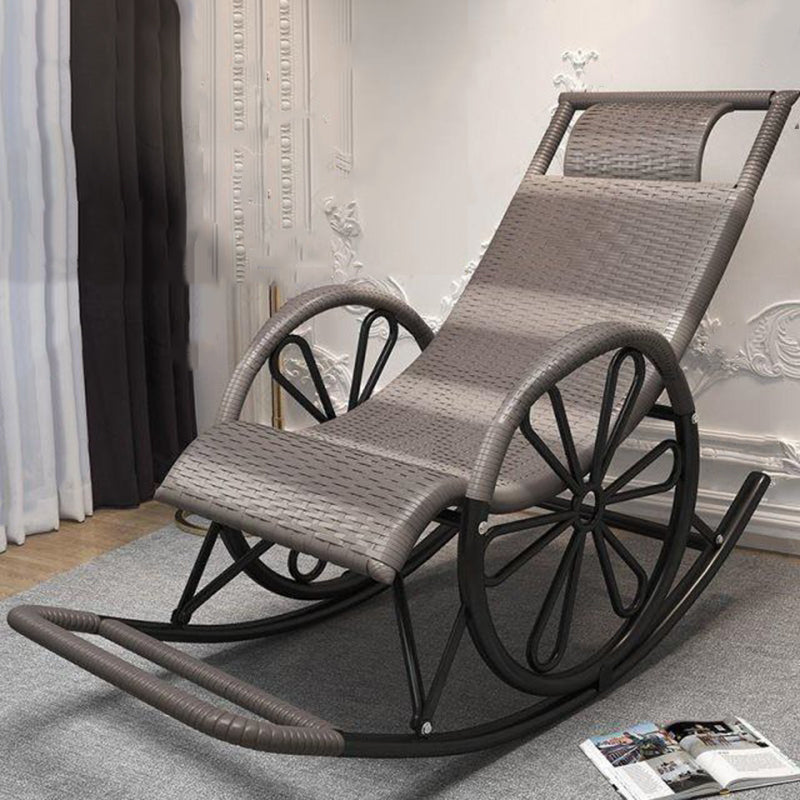 Living Room Single Lazy Chair Iron Base Leisure Rocking Chair Gray-White Clearhalo 'Chairs & Seating' 'furn' 'furn_rocking_chairs' 'Furniture' 'Living Room Furniture' 'Rocking Chairs' 'rocking_chairs' 7622920