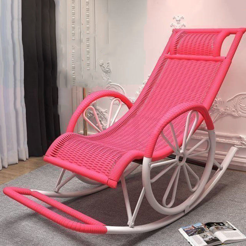 Living Room Single Lazy Chair Iron Base Leisure Rocking Chair Pink Clearhalo 'Chairs & Seating' 'furn' 'furn_rocking_chairs' 'Furniture' 'Living Room Furniture' 'Rocking Chairs' 'rocking_chairs' 7622927
