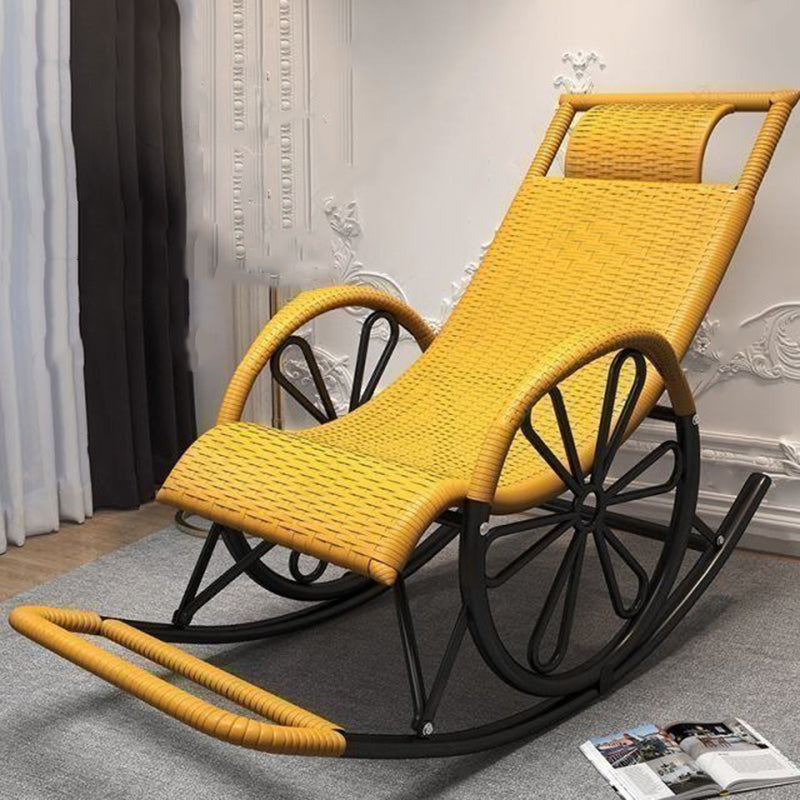 Living Room Single Lazy Chair Iron Base Leisure Rocking Chair Gold Clearhalo 'Chairs & Seating' 'furn' 'furn_rocking_chairs' 'Furniture' 'Living Room Furniture' 'Rocking Chairs' 'rocking_chairs' 7622928